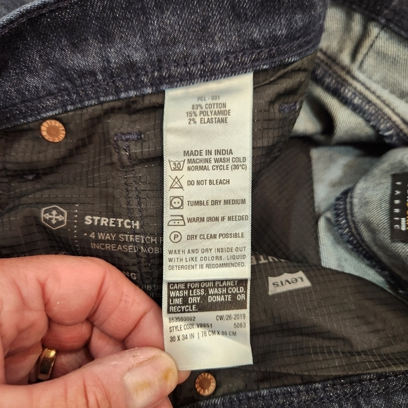 Levis Jeans Mens Size 30x34 Blue Commuter Pro Straight Stretch Reflective NWOT - Picture 9 of 16
